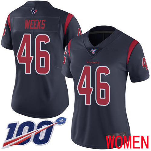 Houston Texans Limited Navy Blue Women Jon Weeks Jersey NFL Football #46 100th Season Rush Vapor Untouchable->women nfl jersey->Women Jersey